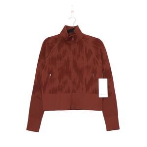 LULULEMON End State Full Zip Jacket Dark Terracotta Knit Ribbed Women's 8